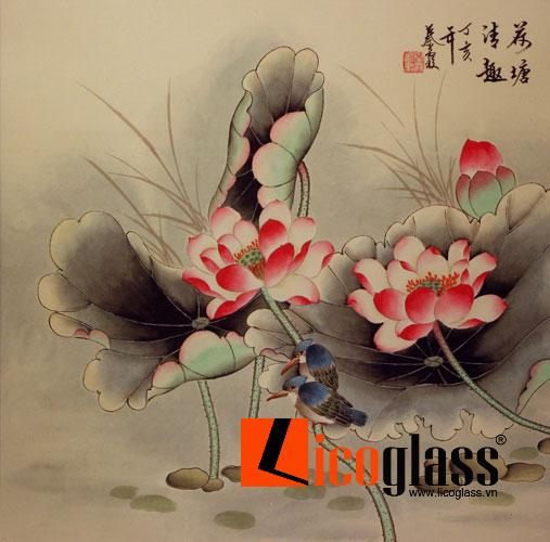 Tranh kính hoa sen TKS40